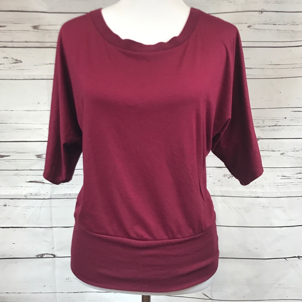 Lace Back Blouse Burgandy size Small - Picture 2 of 5